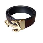 Fidoz Luxury Genuine Leather Belt with Gold Anchor Buckle - Adjustable Designer Belt for Men Fashion Accessory (36)