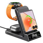 SwanScout 703F Charging Station for Samsung Z Flip 7, 3-in-1 Wireless Charger for Galaxy Z Flip FE/6/5/4/3/2, for Galaxy Watch Ultra/8/7/6/5, for Galaxy Buds (No Adapter)