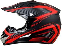 Woljay Motocross Helmet Motorcycle Off Road Helmets ATV UTV MX Dirt Bike Downhill DH Racing - 3 Gift (Large, Red)