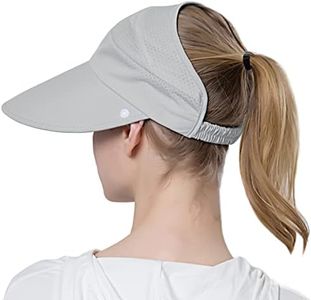 Muryobao Womens Summer Baseball Hat Outdoor Wide Brim UV Protection Foldable Ponytail Mesh Sun Visor Cap with Removable Flap, Grey, One Size