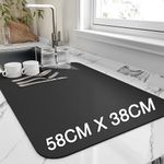 HURRYSHOPPY ( 58X38 CM Dish Drying Mat for Kitchen Utensils Large Size Placemat for Dish Drying Kitchen Mat for Wet Utensils Water Absorbent Mats for Kitchen Quick Drying