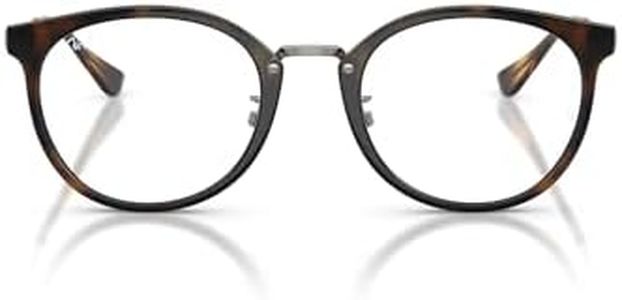 Ray-Ban RX7266D Round Prescription Eyewear Frames, Havana/Silver/Demo Lens, 49 mm