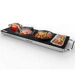 NutriChef Hot Plate Warming Tray Buffet Server Food Warmer with Non-Stick, Heat-Resistant Glass,22.4'' x 6.7'' Heating Surface PKWTR40