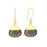 Gempires Natural Smoky Quartz Electro Plated Pear Cabochon Hook Earring, Handmade Jewelry, Dangle Earring For Women, Gemstone Jewelry For Women (smoky-quartz)