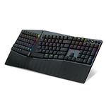 Perixx PERIBOARD-835BL Wireless Ergonomic Mechanical Keyboard - RGB Backlit - Low-Profile Blue Clicky Switches - Multi-Device Connection - Compatible with Windows and Mac OS X - US English