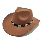 Willheoy Cowboy Hat for Men Women Western Cowgirl Hats Felt Fedora Hat Cowboy Costume (Khaki)