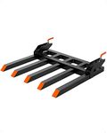 KYBOLT Clamp on Debris Forks to 48" Bucket, 2500 lbs Heavy Duty Clamp-on Pallet Forks for Tractor Bucket Loader Skid Steer