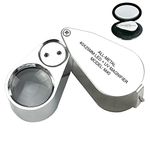 40x Jewelers Loupe Magnifier with Light Jewelry Magnifier Loop with UV LED Light Pocket Magnifying Glass Eye Ultra Violet for Coins, Currency Detection, Gems, Stamps, Diamonds, Watches, etc.
