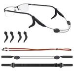 Anzailala Adjustable Eyeglass Strap with Eyeglass Ear Grip Sunglass Strap Anti-slip Eyewear String Holder Sports Sunglasses Chain with Ear Hook for Women Men Glasses Sunglasses