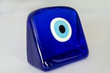 nevfactory Evil Eye Large Table Decoration, L8xW7xH1 Cm Handcrafted Glass Turkish Eye Lucky Charm, Mystical Protective Amulet, Unique Home Decor Accent Piece for Good Fortune & Positive Energy