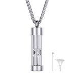 Hourglass Urn Necklaces for Ashes for Men Women Cremation Jewelry Stainless Steel Pendant with Wheat Chain 22''