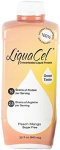 LiquaCel Peach Mango Liquid Protein, Sugar & Gluten Free, 32 oz Bottle, Hydrolyzed Collagen, 16g Protein per Serving, Ideal for Clear Fluid Diets and Lactose Intolerant Individuals