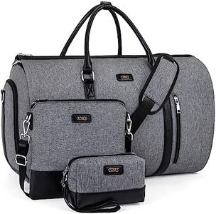 4pcs Convertible Garment Duffel Bag for Travel - 50L 2-in-1 Carry On Weekender Overnight Bag with Toiletry Bag, Fits Suits & Dresses, Trolley Sleeve, Hanging Suit Compartment, Waterproof Shoe Pocket