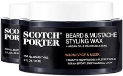 Scotch Porter Beard & Mustache Styling Wax – Medium, Flexible Hold Wax Helps Shape, Style, Moisturize, Condition, Add Shine & Promote Healthy Growth to Dull, Dry, Coarse Facial Hair – 2-Pack, 2 oz.