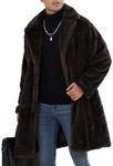 Yimoon Men's Faux Fur Coat Winter Long Faux Mink Thick Trench Coat Business Lapel Overcoat Fluffy Jacket for Men(Coffe-XXL)
