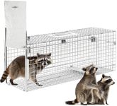 32" Humane Animal Cage Trap, Live Animal Cage Trap, Folding Animal Trap for Stray Cats, Raccoons, Rabbits, Skunks, Moles, Groundhogs and Armadillos up to 17 lbs