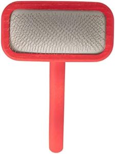 Chris Christensen Dog Brush, Mark II Small Slicker Brush, Groom Like a Professional, Stainless Steel Pins, Lightweight Beech Wood Body, Ground and Polished Tips, Red