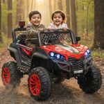 Toyzone Velocity Electric Jeep (Red) | 12V Rechargeable Ride on with 8Ah Battery | Music Player with BT, USB & AUX | Smooth Acceleration | 6M Battery Warranty | Age 3-12 Years, Upto 50 kg