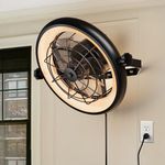 Fansconce Wall Mount Fan 16" Ceiling Wall Fan with Lights and Remote, 6-Speed, Timer, LED Light, Industrial Wall Mounted Fan for Bedroom, Garage, Tool Room, Workshop, Warehouse, Covered Patios