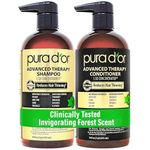 PURA D'OR Advanced Therapy System Shampoo & Conditioner Reduces Hair Thinning for Thicker Head of Hair, Infused with Premium Organic Argan Oil & Aloe Vera, 16 Fl Oz