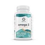 Omvits Vegan Omega 3 DHA from Algae Oil 1000mg - 60 Softgel Capsules with Vitamin E - Sustainable Algal Alternative to Fish Oil - Vegetarian Essential Fatty Acids - Supports Heart, Brain & Eyes