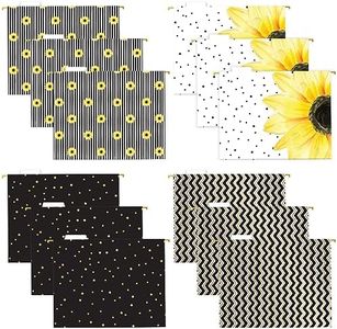 Global Printed Products Deluxe Designer Printed Hanging File Folders, 4 Patterns, Letter Size, 12/pk (Sunflower)