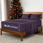 Mellanni Extra Deep Pocket Double Sheet Set - Iconic Collection Bedding Sheets & Pillowcases - Hotel Luxury, Ultra Soft, Cooling Sheets - Extra Deep Pocket up to 21" Mattress - 4 PC (Double, Purple)