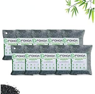 FOHOA Air Purifying Bags 10 Pack, Activated Bamboo Charcoal Bags for Home, Odor Absorber, Eliminator, Damp Rid, Car, Closet, Bathroom, Basement, Litter Box, Shoe, Air Fresheners(200 Grams Each)