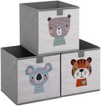 Navaris Kids Storage Cubes Set of 3 - Kids Cube Fabric Organizer Storage Bins - Foldable Cloth Cube for Childrens Bedroom Baby Nursery - Book Toy Bin Cubby Storage - Beige