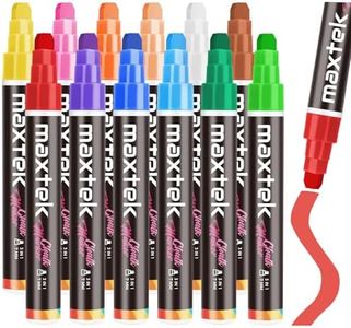 maxtek Window Chalk Markers for Glass Washable, 12 Colors Jumbo Liquid Chalk Marker Pens, 3 in 1 Nib Wide Tip Paint Markers for Cars, Glass, Chalkboard, Mirror, Poster, Blackboard - 7mm