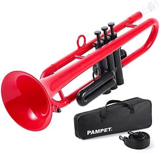 PAMPET Professional Plastic Bb Trumpet Standard Trumpet Set for Student Beginner With 7C Mouthpiece and 3C Mouthpiece, Bb Trumpet Instrument, Red