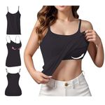 1PCS Camisole with Built in Bra, Cotton Vest Top with Built in Bra UK, Adjustable Shoulder Strap Cami Top with Built in Padded Bra, Tank Top with Built in Bra Women's Camisoles & Vests Sale