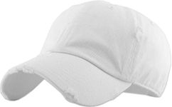 KBETHOS Vintage Washed Distressed Cotton Dad Hat Baseball Cap Adjustable Polo Trucker Unisex Style Headwear Adjustable, White, One Size