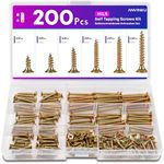 ANVINKU Screws For Wood, 200 PCS Screws, M3.5 Wood Screws Assortment, Color Zinc Self Tapping Screws, Countersunk Screw Set for Furniture Repairs