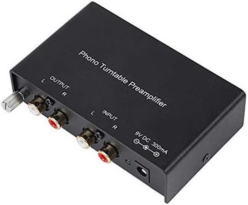 ASHATA Preamplificador de Fono Estéreo, Doble Canal RCA Previo Microphono 32dB Portátil Universal para Mezclador,Dispositivo de Grabación de Audio,Amplificador,etc.(Plug EU.)