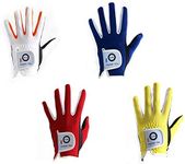 FINGER TEN Junior Kids Dura Feel White Blue Red Yellow Golf Gloves Extra Value 2 Pack (Small White, Left)