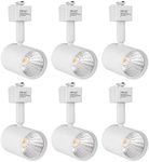 mirrea LED Track Lighting Heads Compatible with Single Circuit J Type Track Lighting Rail Ceiling Spotlight for Accent Task Wall Art Exhibition Lighting 6.5W 24° White Pack of 6 (3000K Warm White)