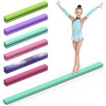 Fancybling Balance Beam, Flannel Surface Gymnastics Beam 2.1m/220 lbs, Portable & Foldable Gymnastics Equipment, Non-Slip Balance Beam for Birthday Home Training Exercise Sports, Flannel Mint Green