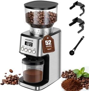 Aigostar Professional Conical Burr Coffee Grinder - 52 Precise Settings, Electric Burr Mill for Espresso, Drip, French Press, Adjustable & Automatic, Stainless Steel - Flavour