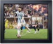 sufenvera Signed Lionel Messi World Cup 2022 Film Photo Collage,Messi Memorabilia Framed Poster, Gifts for Soccer Ball Fans on Birthday Thanksgiving Christmas 10x8 Inches