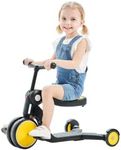 GoNeno 5 in 1 Convertible Kick Scooter for Kids, Foldable and Lightweight Kids Scooter, Transition to Balance Bike, Toddler Tricycle, Adjustable Kick Scooter, 2 & 3 Wheel Bike - Yellow