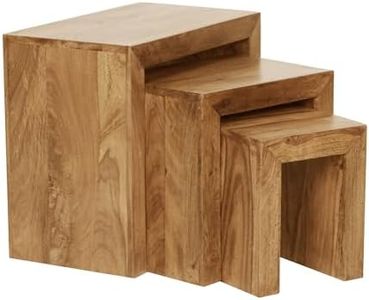 FineBuy Set di tavolini Legno Massiccio Acacia Tavoli da Salotto | Piccoli tavolini da caffè Stile casa di Campagna