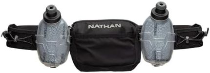 Nathan Running Belt Hydration with Flasks, Storage Pockets, Trail Mix Plus, Running Water Bottle Belt, Insulated, Walking, Hiking, Black, OSFM, Insulated