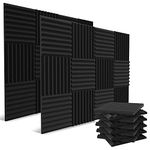 52 Pack Acoustic Panels 1 X 12 X 12 Inches - Acoustic Foam - High Density- Soundproof Studio Wedges - Charcoal