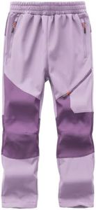 HFDWYJ Girls Winter Ski Pants Snowpants Fleece Lined Waterproof-M | Girls Winter Snow Pants Kids Waterproof Fleece Lined Ski Pants Warm Windproof Softshell Hiking Trousers Adjustable Waist