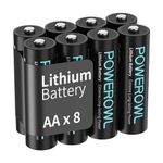 POWEROWL AA Batteries, 1.5V Lithium Batteries, Double A Battery - Pack of 8【Disposable Batteries】