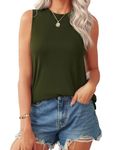 Zeagoo Womens' Crewneck Sleeveless Summer Casual Loose Fit Basic Shirts ArmyGreen S