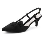 Greatonu Women's Pointed Toe Slingback Dress Court Shoes, Black Bowtie - 4 UK