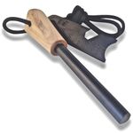 Ship - Fire Starter Magnesium Ro,Flint Steel Fire Wood Handle Starter for Survival Tool, Camping, Hiking