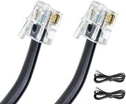 Volcora [2 Pack 5 Feet RJ11 / RJ12 Data Cable - Heavy Duty 6-Pins High-Speed Extension for Cash Register Drawer, Telephone, Modem, Fax, Printers, and More - Drawer Cable for Voice and Data